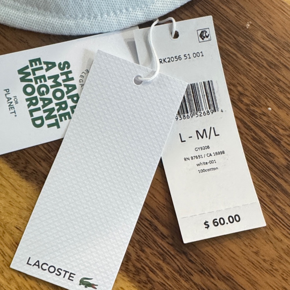 Lacoste White Bucket Hat with Logo - Picture 3 of 3